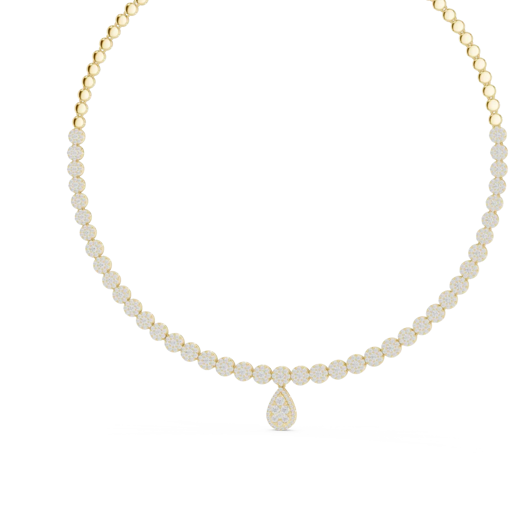 Luminary Round and Pear Brilliant Pavé-Set Tennis Necklace - Image 4