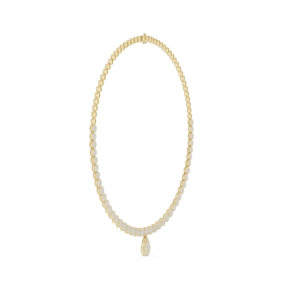 Luminary Round and Pear Brilliant Pavé-Set Tennis Necklace - Image 2