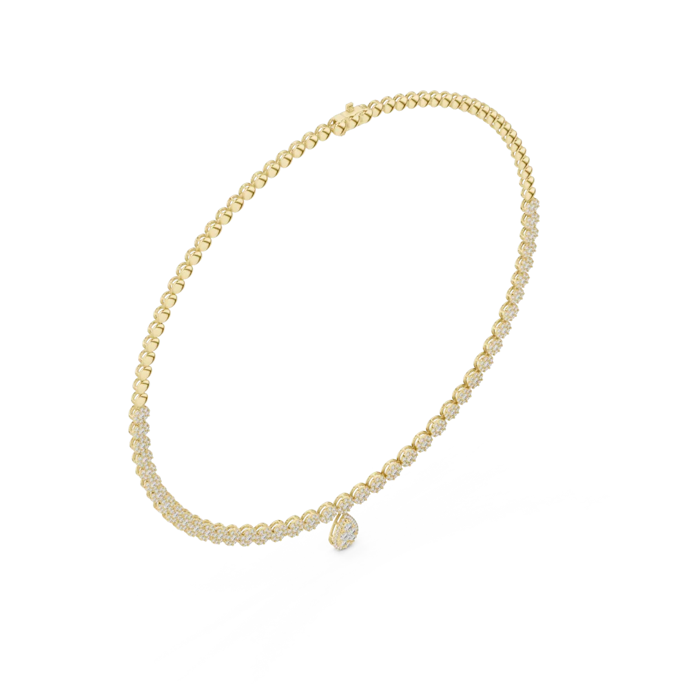 Luminary Round and Pear Pavé-Set Tennis Necklace - Image 4