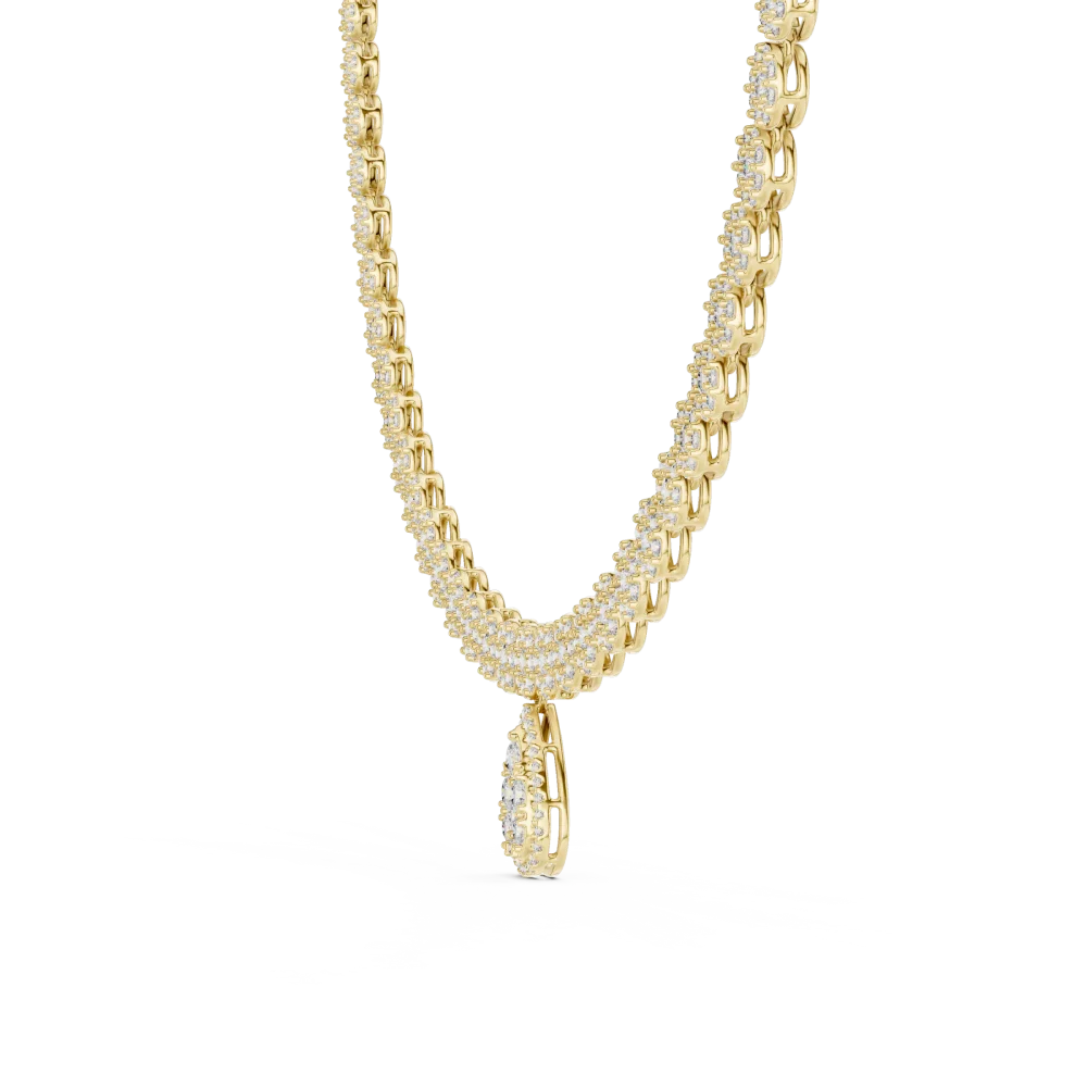 Luminary Round and Pear Pavé-Set Tennis Necklace - Image 3