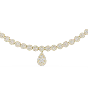 Luminary Round and Pear Pavé-Set Tennis Necklace