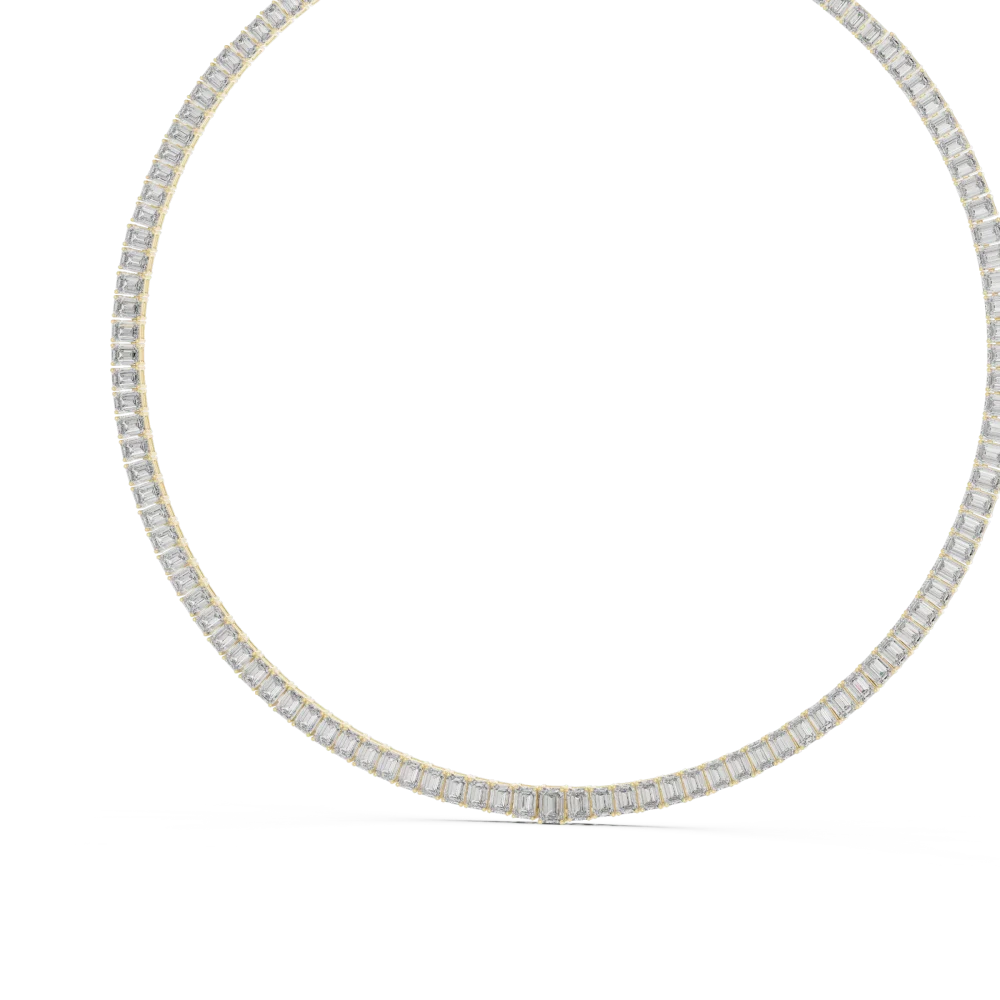 Infinite Symmetry Emerald Cut Diamond Tennis Necklace - Image 4