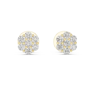Luminary round brilliant cluster stud earrings featuring sparkling DIAMEUR lab-grown diamonds set in polished gold.