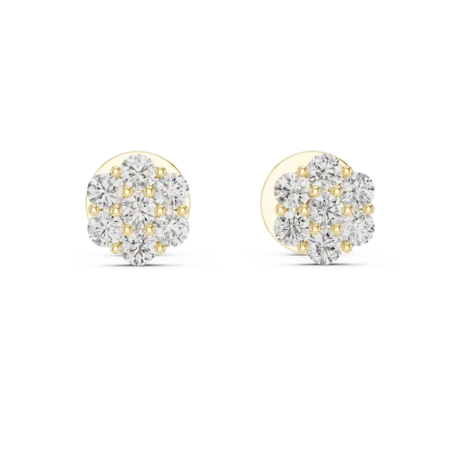 Luminary round brilliant cluster stud earrings featuring sparkling DIAMEUR lab-grown diamonds set in polished gold.