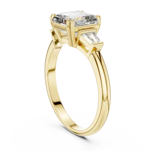Symmetry Emerald Cut Architectural Three Stone Solitaire Ring - Image 3