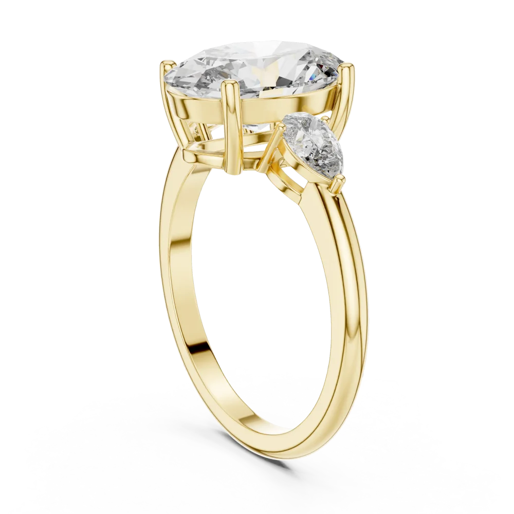 Ethereal Oval and Pear Three-Stone DIAMEUR Diamond Ring - Image 3