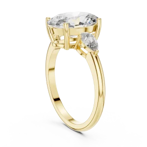 Ethereal Oval and Pear Three-Stone DIAMEUR Diamond Ring - Image 3