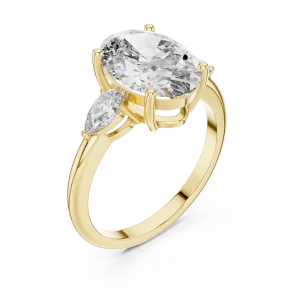 Ethereal Oval and Pear Three-Stone DIAMEUR Diamond Ring