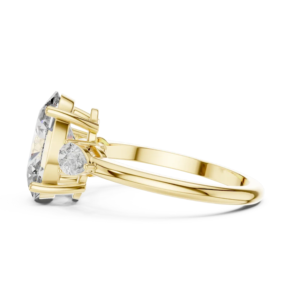 Ethereal Oval and Pear Three-Stone DIAMEUR Diamond Ring - Image 4