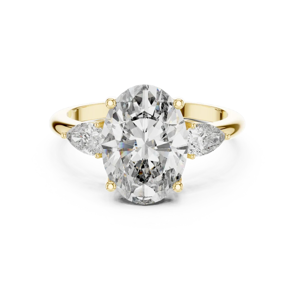 Ethereal Oval and Pear Three-Stone DIAMEUR Diamond Ring - Image 2