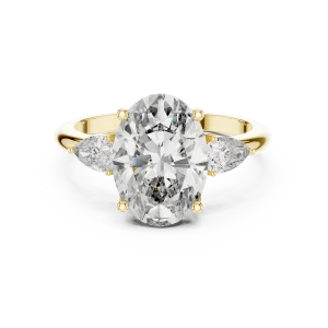 Ethereal Oval and Pear Three-Stone DIAMEUR Diamond Ring - Image 2