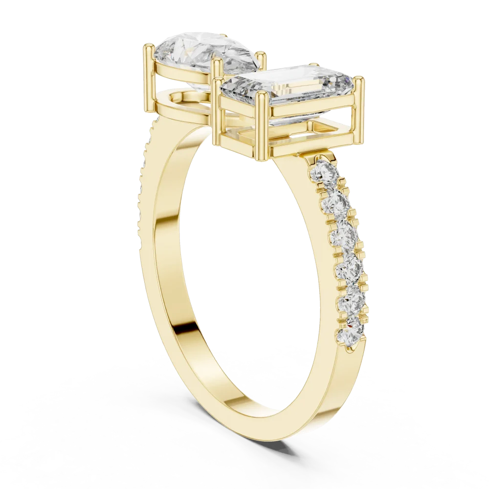 Symmetry Pear and Emerald Open Silhouette Statement Ring - Image 3