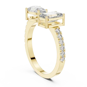 Symmetry Pear and Emerald Open Silhouette Statement Ring - Image 3