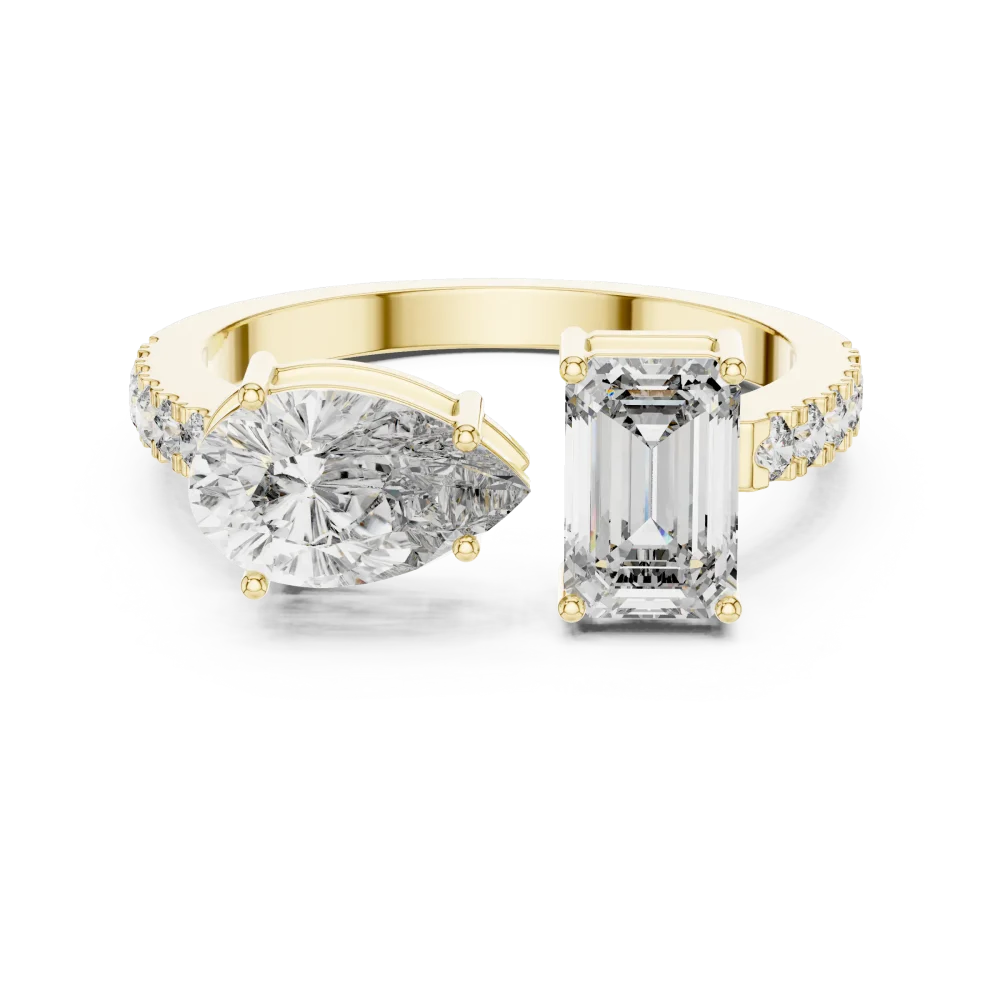 Symmetry Pear and Emerald Open Silhouette Statement Ring - Image 2
