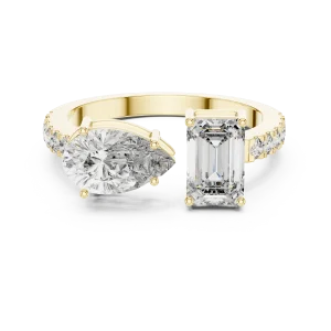 Symmetry Pear and Emerald Open Silhouette Statement Ring - Image 2