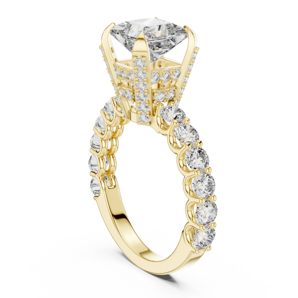 Architectural Princess Cut Hidden Halo Solitaire Ring - Image 3