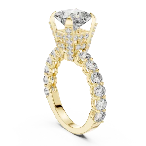 Architectural Princess Cut Hidden Halo Solitaire Ring - Image 3
