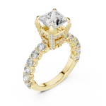 Architectural Princess Cut Hidden Halo Solitaire Ring