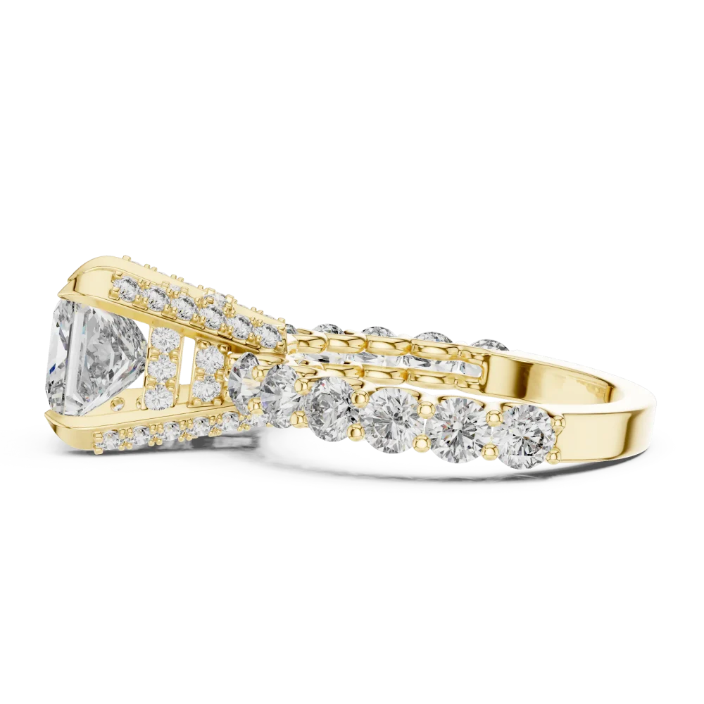Architectural Princess Cut Hidden Halo Solitaire Ring - Image 4