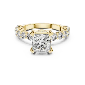Architectural Princess Cut Hidden Halo Solitaire Ring - Image 2