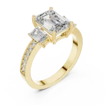 Symmetry Emerald Cut Three-Stone Pavé Engagement Ring