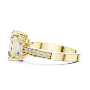 Symmetry Emerald Cut Three-Stone Pavé Engagement Ring - Image 4