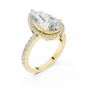 Luminary Pear Cut Halo Solitaire Ring