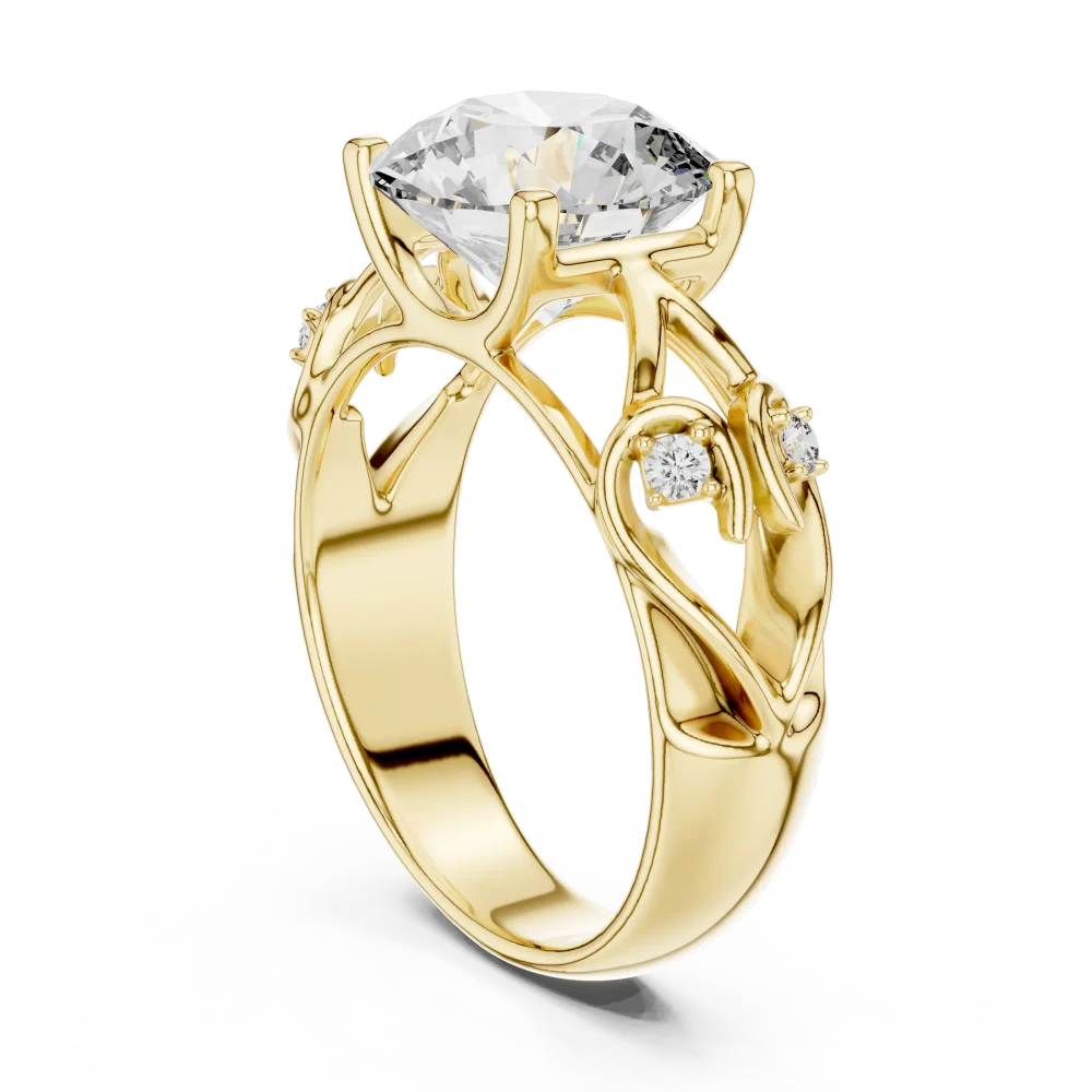 Luminary Round Brilliant Sculpted Vine Solitaire Ring - Image 3