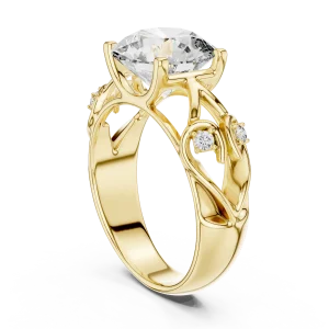 Luminary Round Brilliant Sculpted Vine Solitaire Ring - Image 3