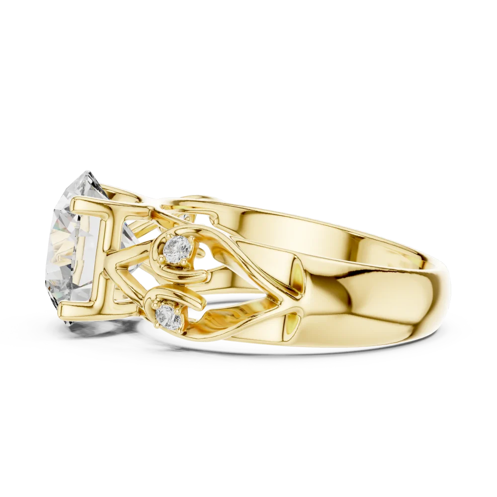 Luminary Round Brilliant Sculpted Vine Solitaire Ring - Image 4