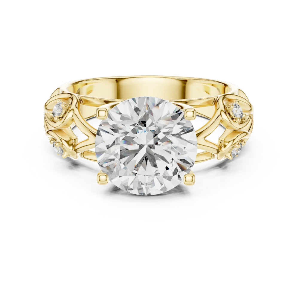Luminary Round Brilliant Sculpted Vine Solitaire Ring - Image 2