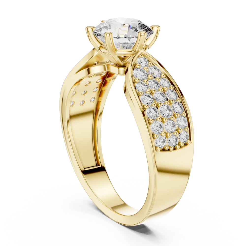 Luminary Round Brilliant Pavé-Set Statement Solitaire Ring - Image 3