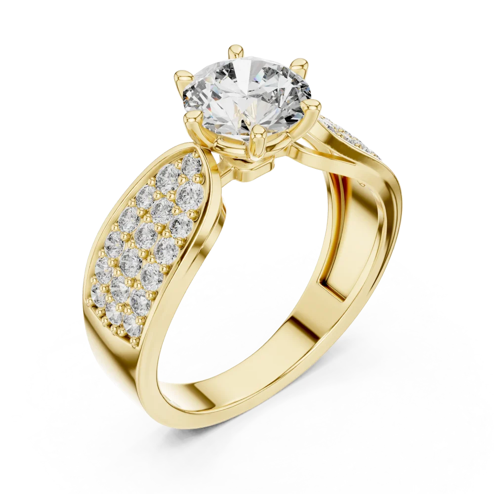 Discover the Luminary Solitaire Ring, featuring a brilliant DIAMEUR diamond set in an elegant pavé band. Experience timeless sustainable luxury today.