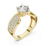 Luminary Round Brilliant Pavé-Set Statement Solitaire Ring