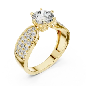 Luminary Round Brilliant Pavé-Set Statement Solitaire Ring