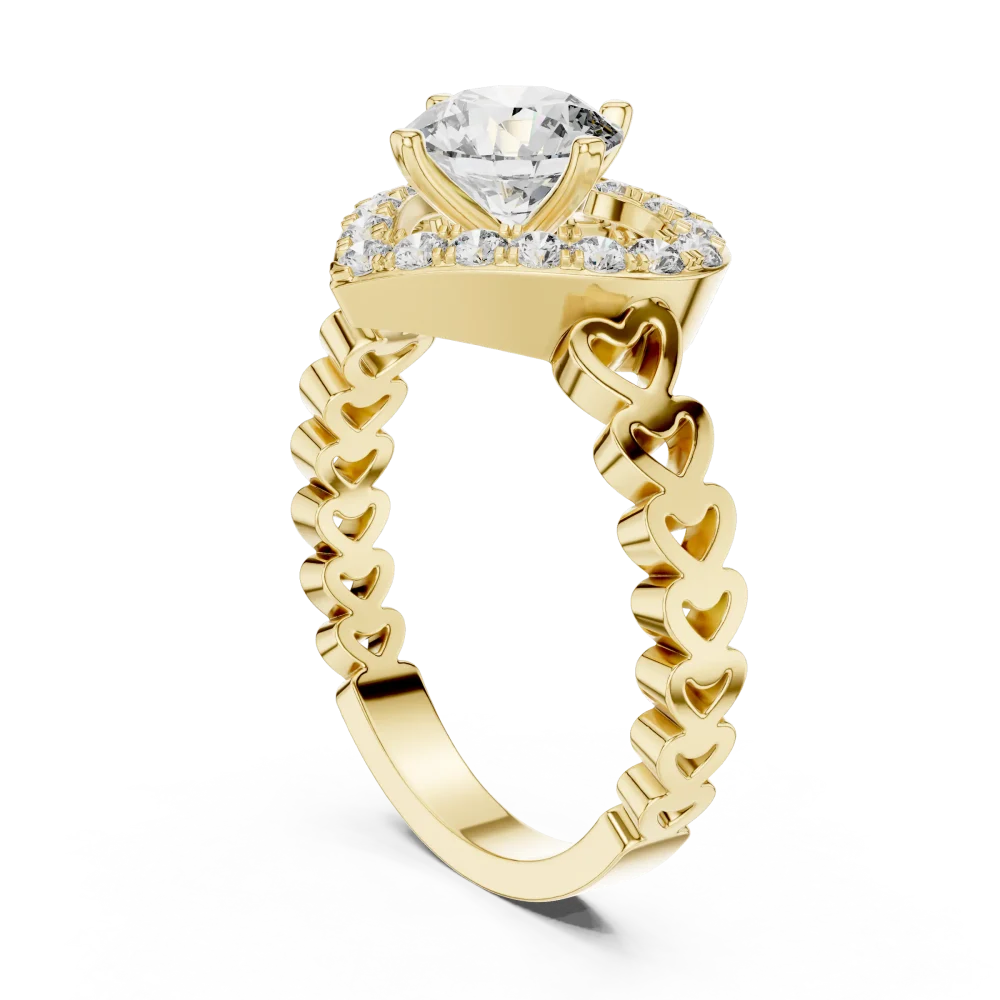Ethereal Round Brilliant Heart-Framed Solitaire Ring - Image 3