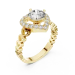 Ethereal Round Brilliant Heart-Framed Solitaire Ring