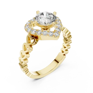 Ethereal Round Brilliant Heart-Framed Solitaire Ring
