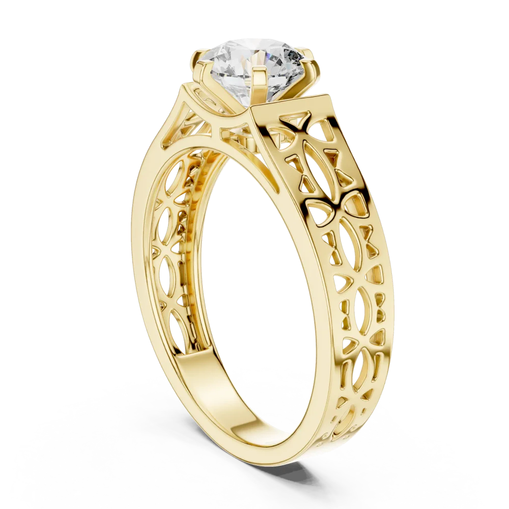 Architectural Geometric Round Cut Solitaire Ring - Image 3