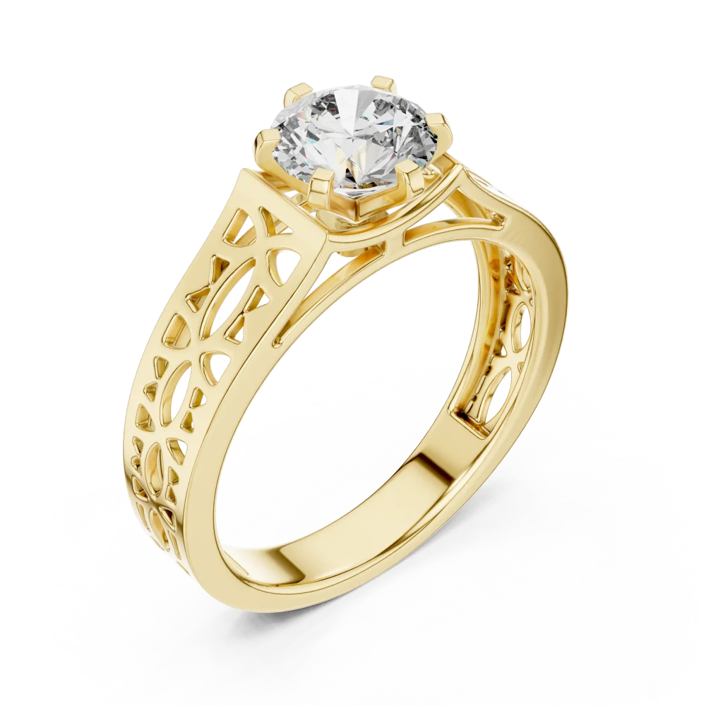 Discover the elegance of our Architectural Geometric Solitaire Ring, featuring a radiant DIAMEUR diamond. Elevate your style today—shop now.