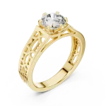 Architectural Geometric Round Cut Solitaire Ring
