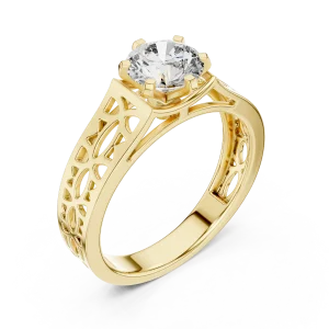Architectural Geometric Round Cut Solitaire Ring