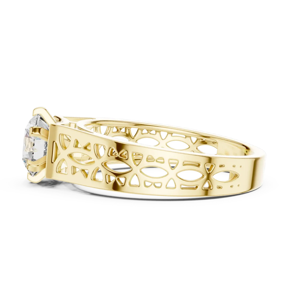 Architectural Geometric Round Cut Solitaire Ring - Image 4