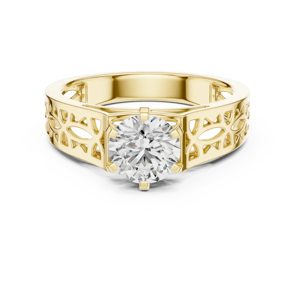 Architectural Geometric Round Cut Solitaire Ring - Image 2