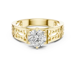 Architectural Geometric Round Cut Solitaire Ring - Image 2