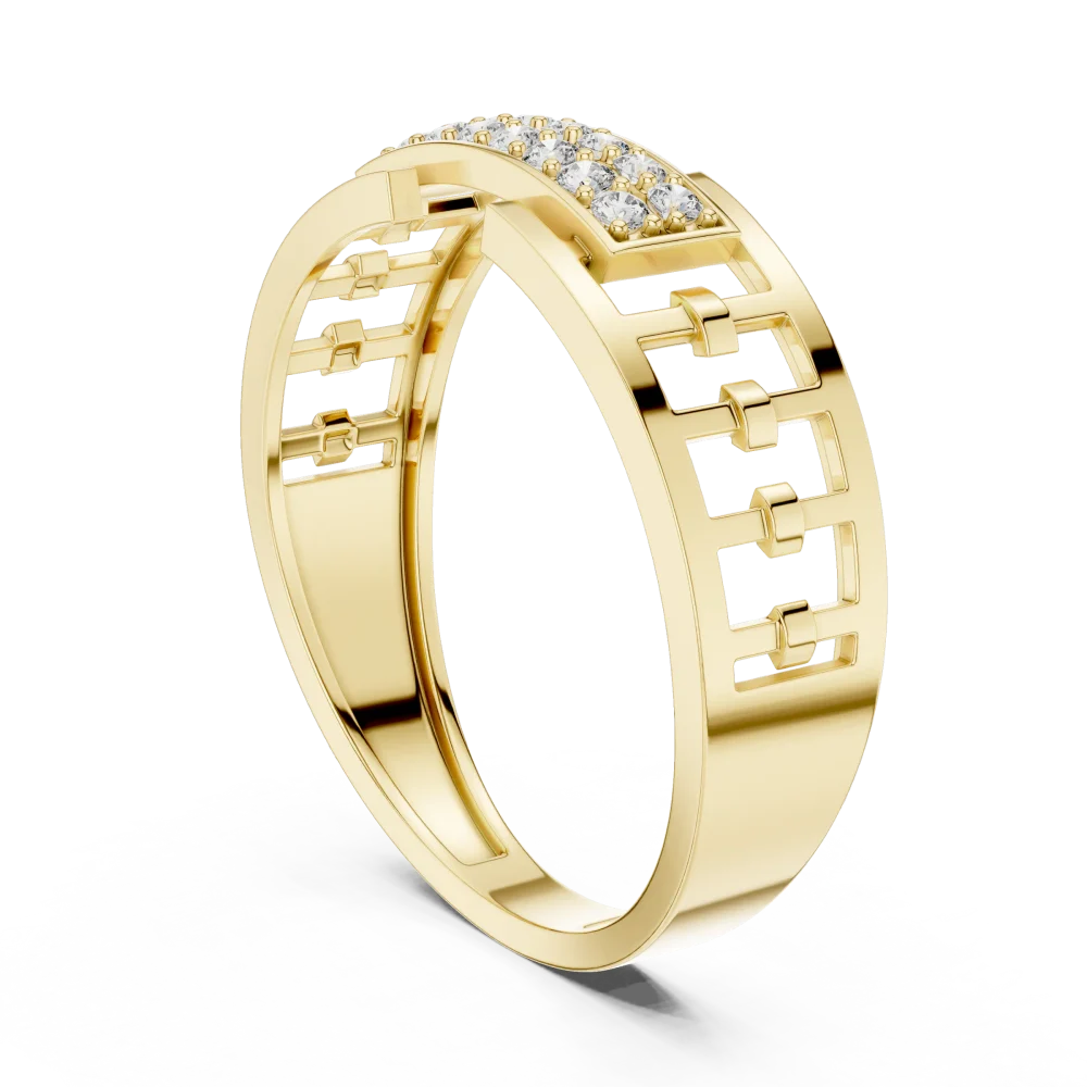 Architectural Round Cut Pavé-Set Geometric Band - Image 3