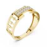 Architectural Round Cut Pavé-Set Geometric Band
