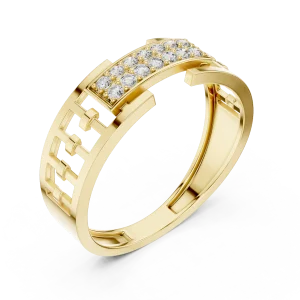 Architectural Round Cut Pavé-Set Geometric Band