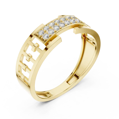 Architectural Round Cut Pavé-Set Geometric Band