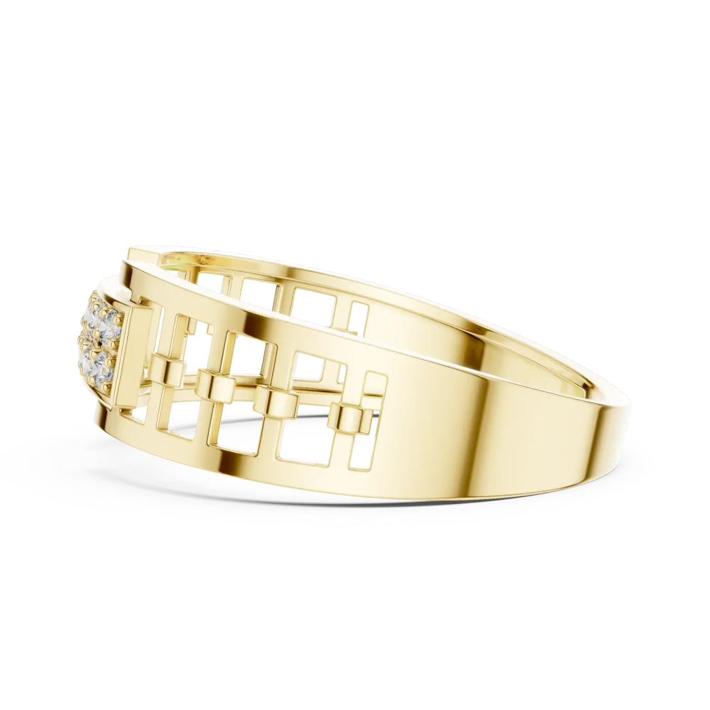 Architectural Round Cut Pavé-Set Geometric Band - Image 4